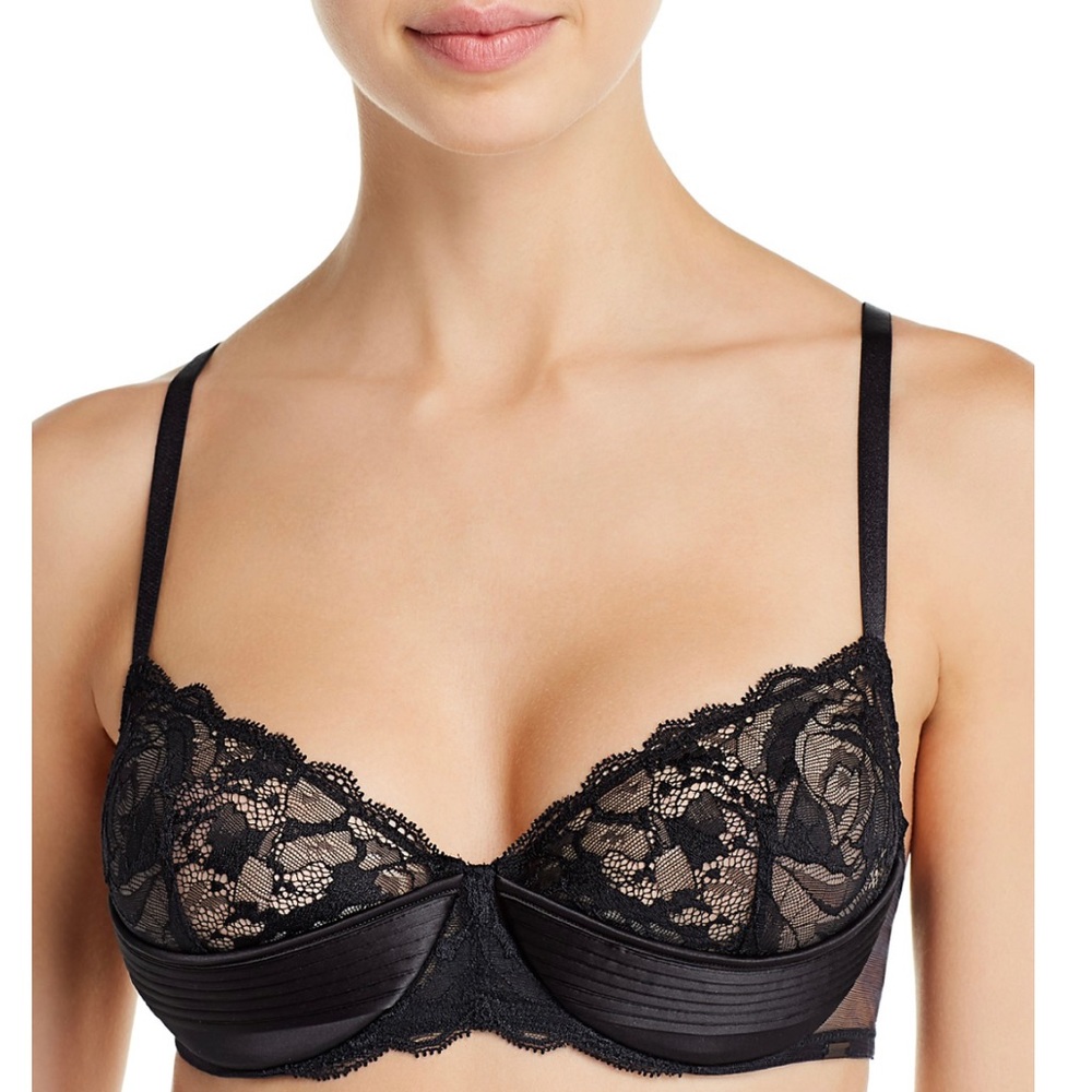 CK Black Spring Rose Balconette Bra